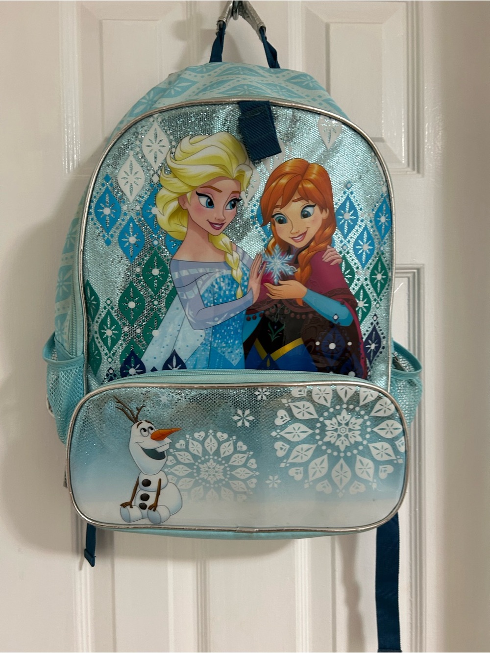 Disney Store Authentic Frozen Elsa, Anna & Olaf Sequined Backpack